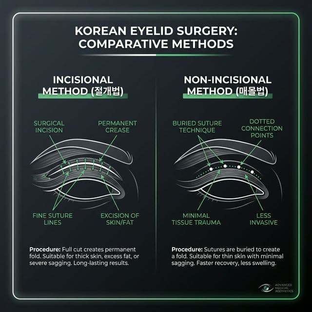 Incisional vs non-incisional double eyelid method comparison